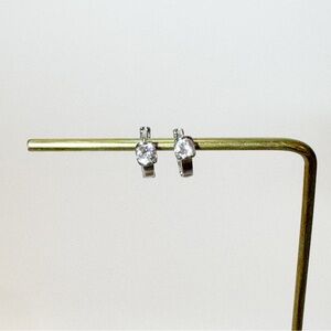 Chic Silver Crystal Stud hoop Earrings